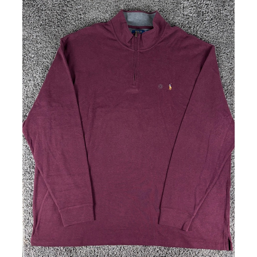 Polo Ralph Lauren Mens 4XLT Burgundy Estate Rib 1/4 Zip Pullover Sweater NWOT
